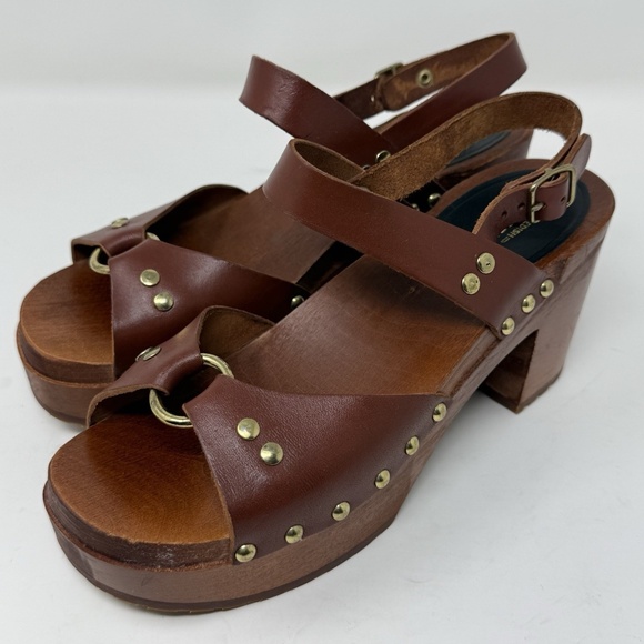 Swedish Hasbeens Leather Slingback Platform Clog Sandals 37 - Picture 2 of 16